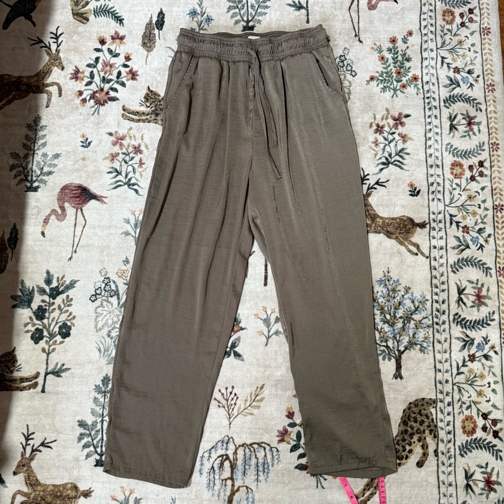 Melloday Olive Green Pants silky looking XL